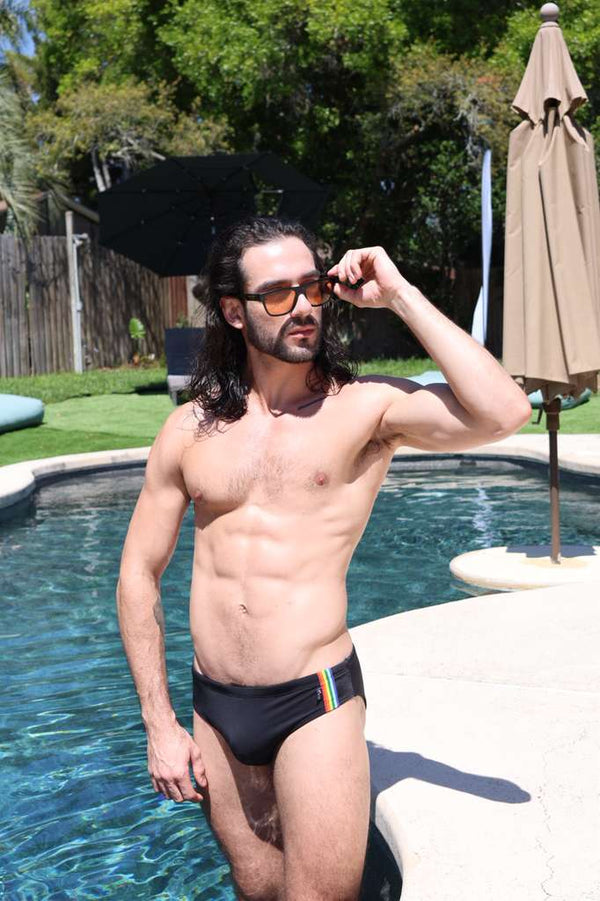 Black Rainbow Stripe Standard Brief