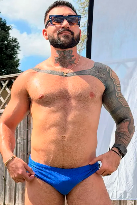 Blue Textured Standard Brief