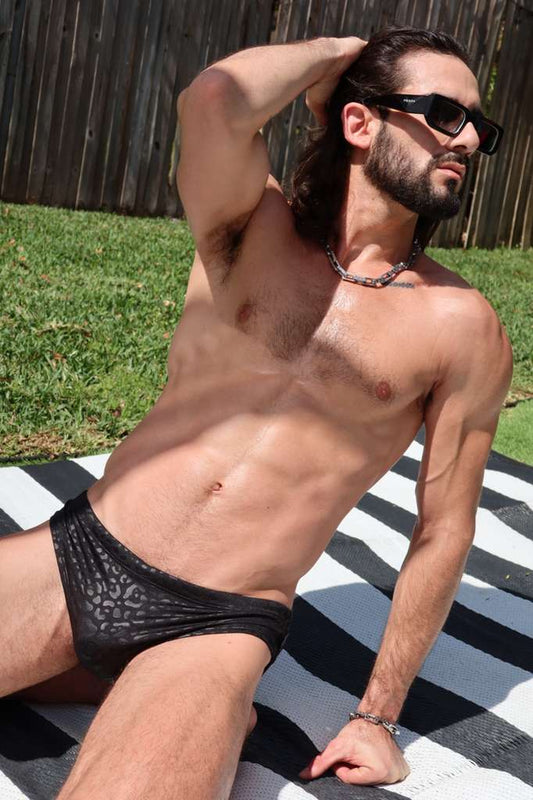 Black Textured Standard Brief