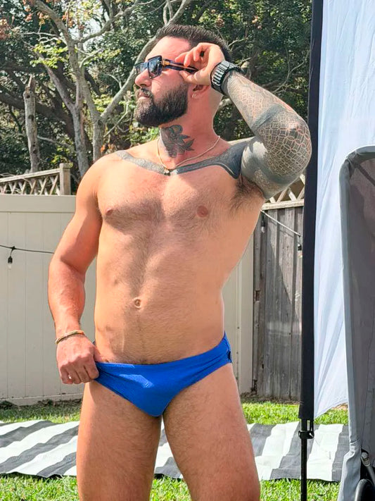 Blue Textured Standard Brief